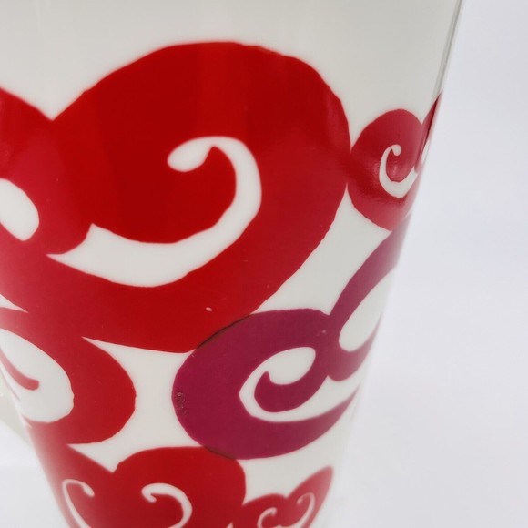 Rare Starbucks Red Hearts Valentines White Coffee Mug Tea Cup 2016 12 Oz - Picture 5 of 5